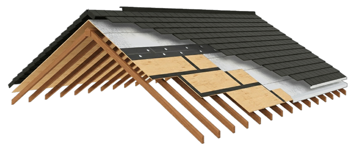Image of a roof with its different layers