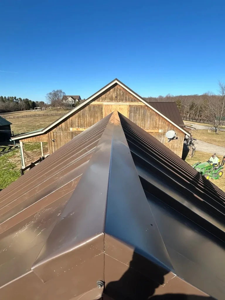 Metal roof new installation in progress